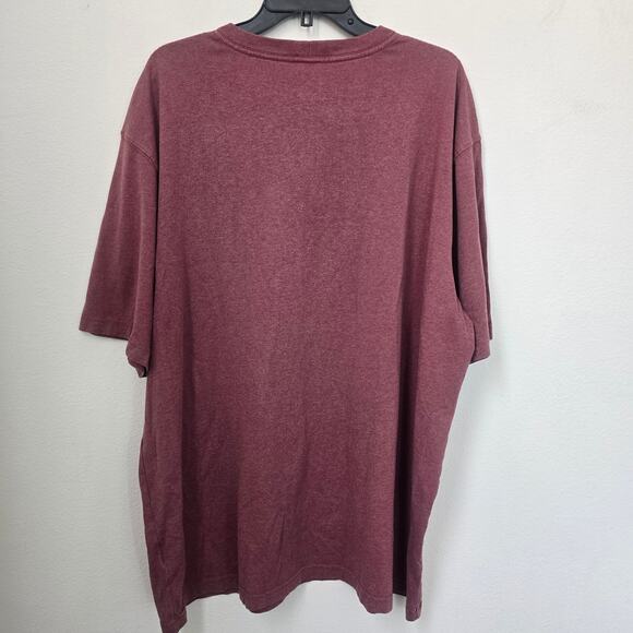 Carhartt Men 2XL Short Sleeve Pocket Shirt Heather Red Original Fit Cotton Blend - Picture 2 of 14